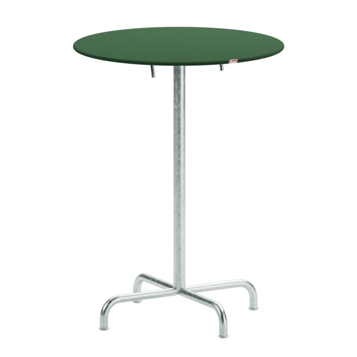 Preview: Schaffner quadratsicher Metall Stehtisch mit tannengrüner Tischplatte und feuerverzinktem Gestell