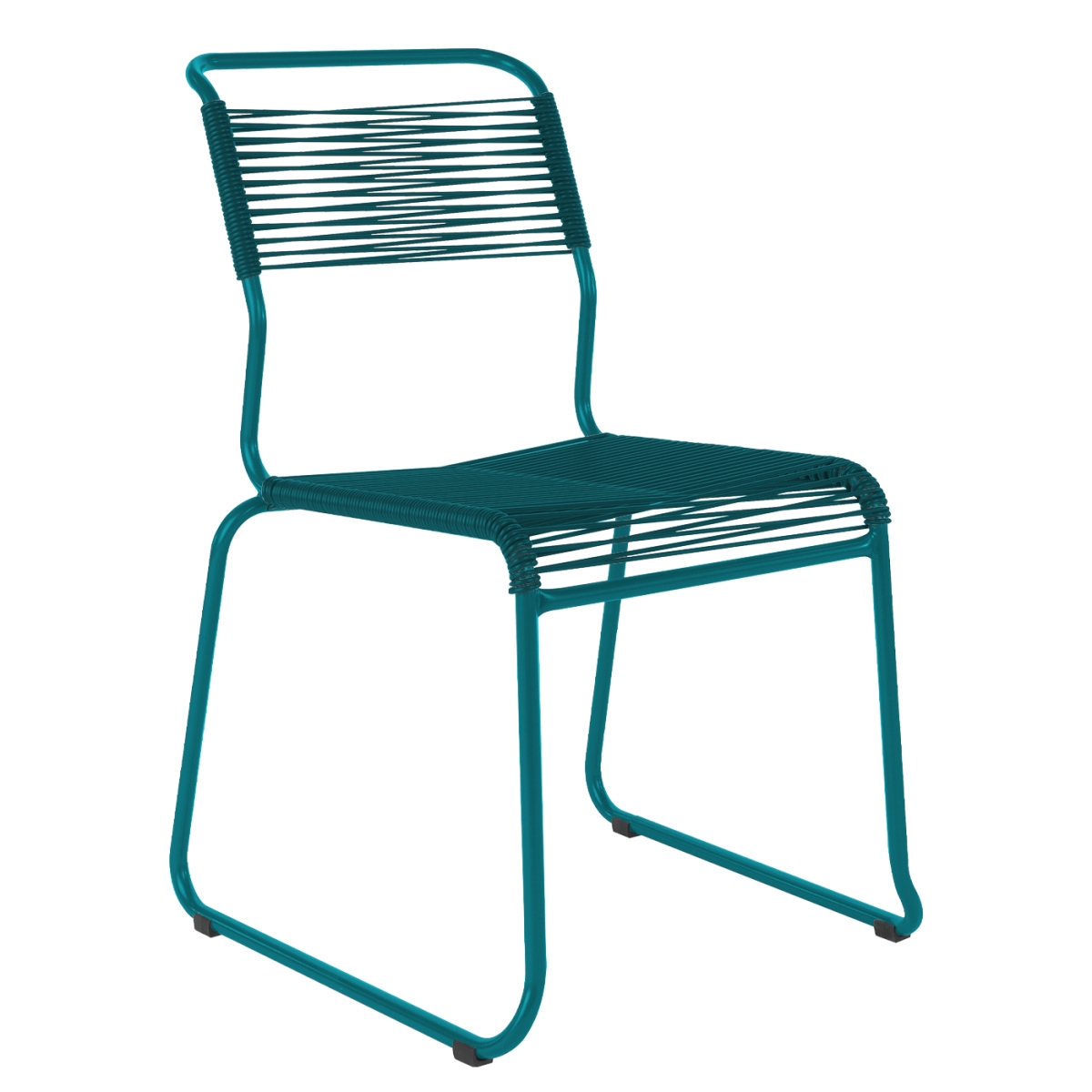 Preview: Schaffner Säntis Kufen Stuhl Kaliblau einfarbig – wetterfest, stapelbar & Swiss-Made