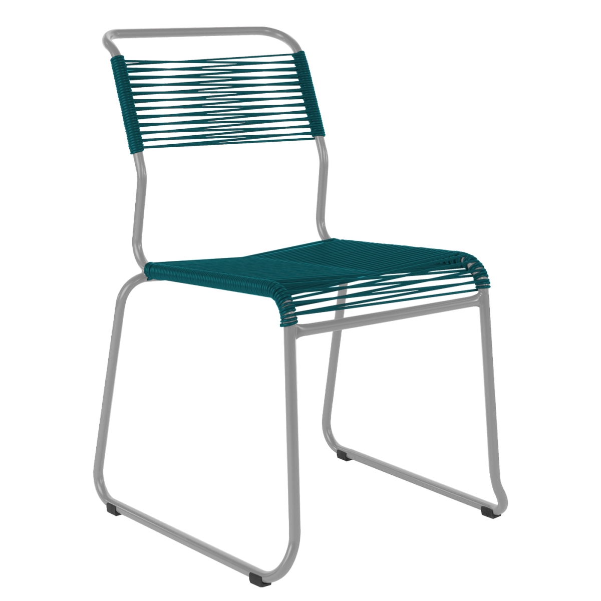 Preview: Schaffner Säntis Stuhl Kufen Kaliblau zweifarbig Gestell Grau– wetterfest, stapelbar & Swiss-Made