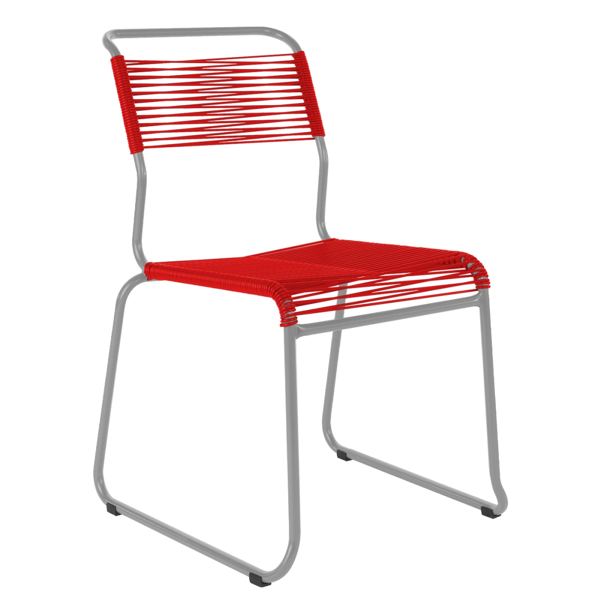 Preview: Schaffner Säntis Stuhl rot zweifarbig Gestell Grau– wetterfest, stapelbar & Swiss-Mad