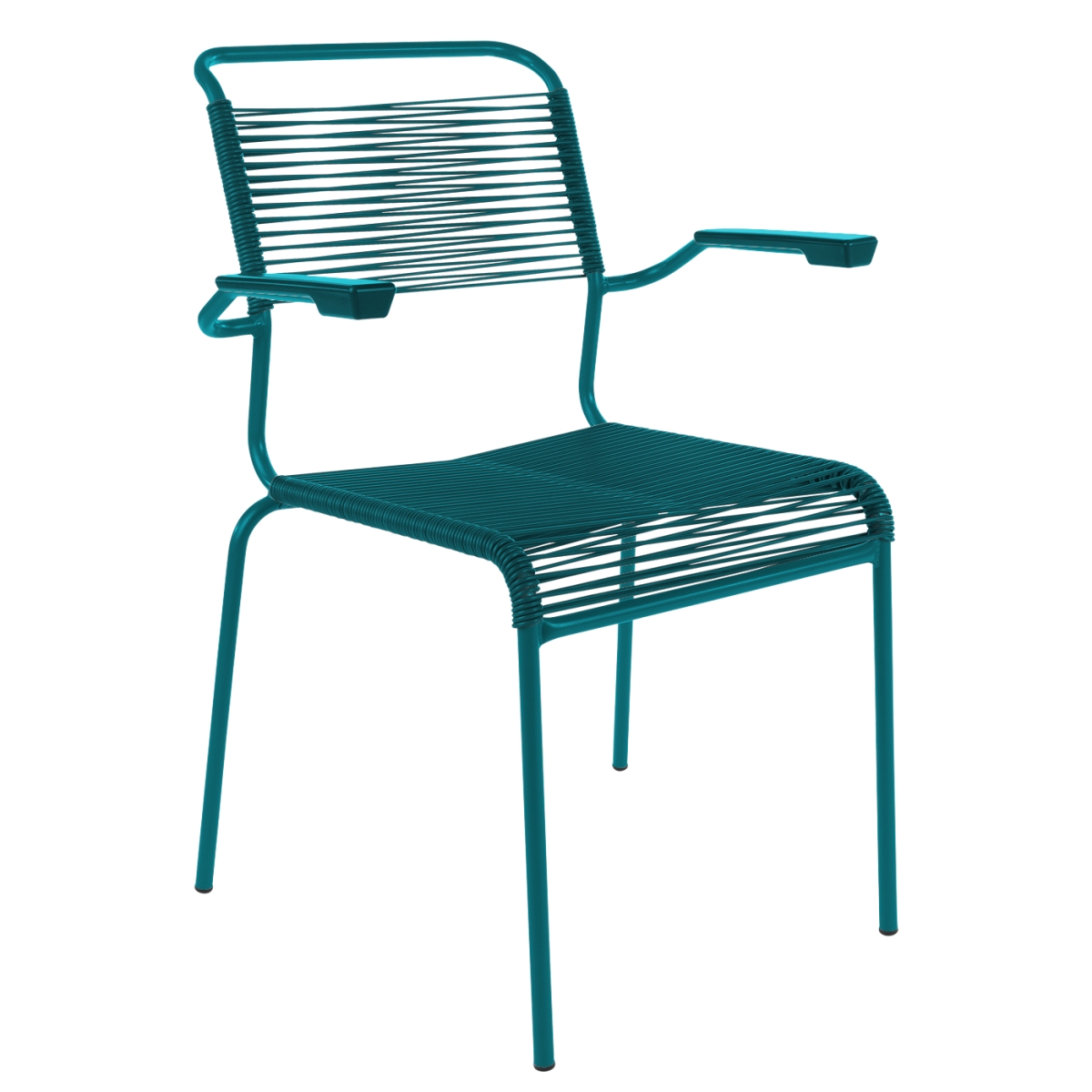 Preview: Schaffner Säntis Stuhl mit Armlehnen Kaliblau Gestell Grau– wetterfest, stapelbar & Swiss-Made