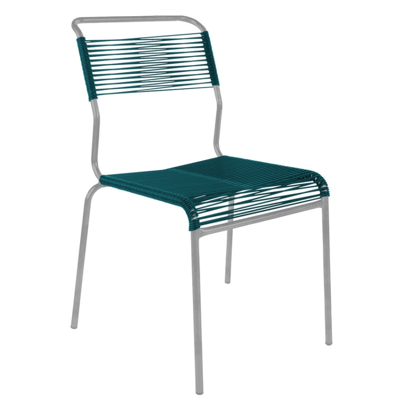 Preview: Schaffner Säntis Stuhl Kaliblau zweifarbig Gestell Grau– wetterfest, stapelbar & Swiss-Made