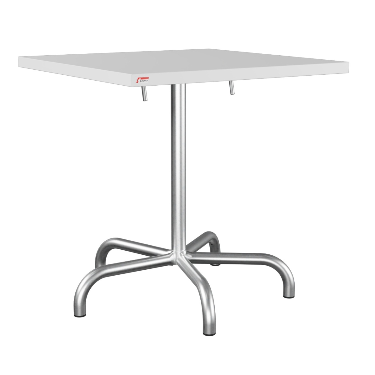 Preview: Schaffner Sntis quadratischer Metalltisch in weiß und feuerverzinkt