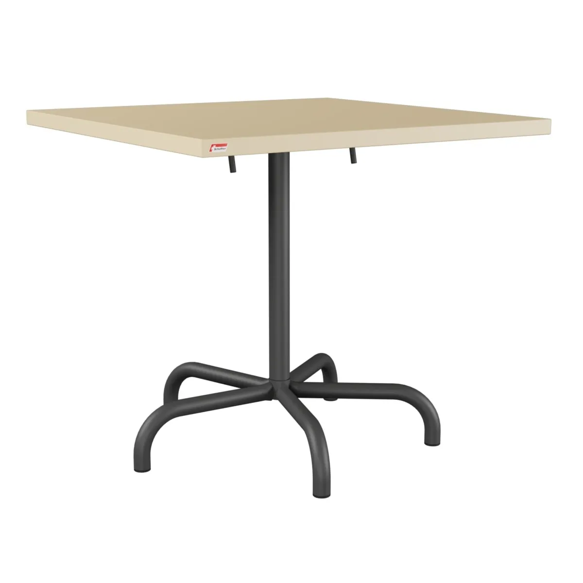 Schaffner Säntis quadratischer Metalltisch in pastellsand und schwarz