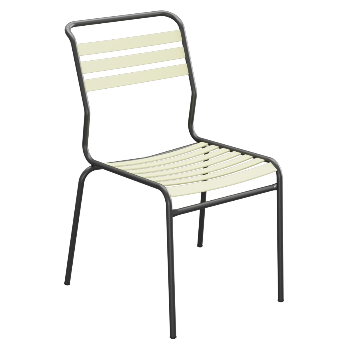 Preview: Schaffner Säntis Stuhl mit PVC Lättli in buchsbaumgelb und Gestell in anthrazit