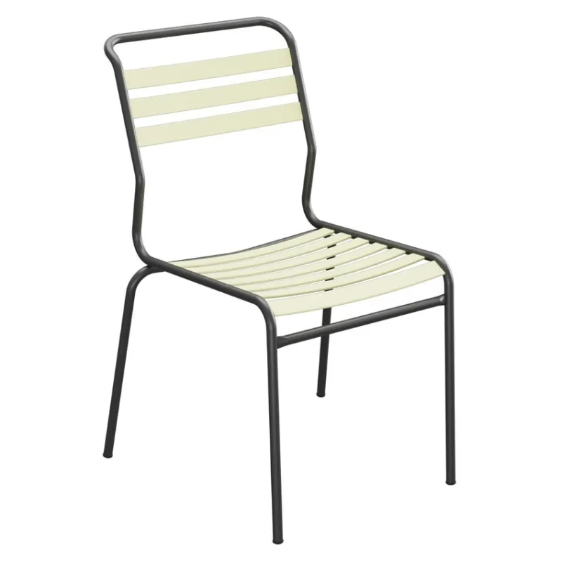 Schaffner Säntis Stuhl mit PVC Lättli in buchsbaumgelb und Gestell in anthrazit
