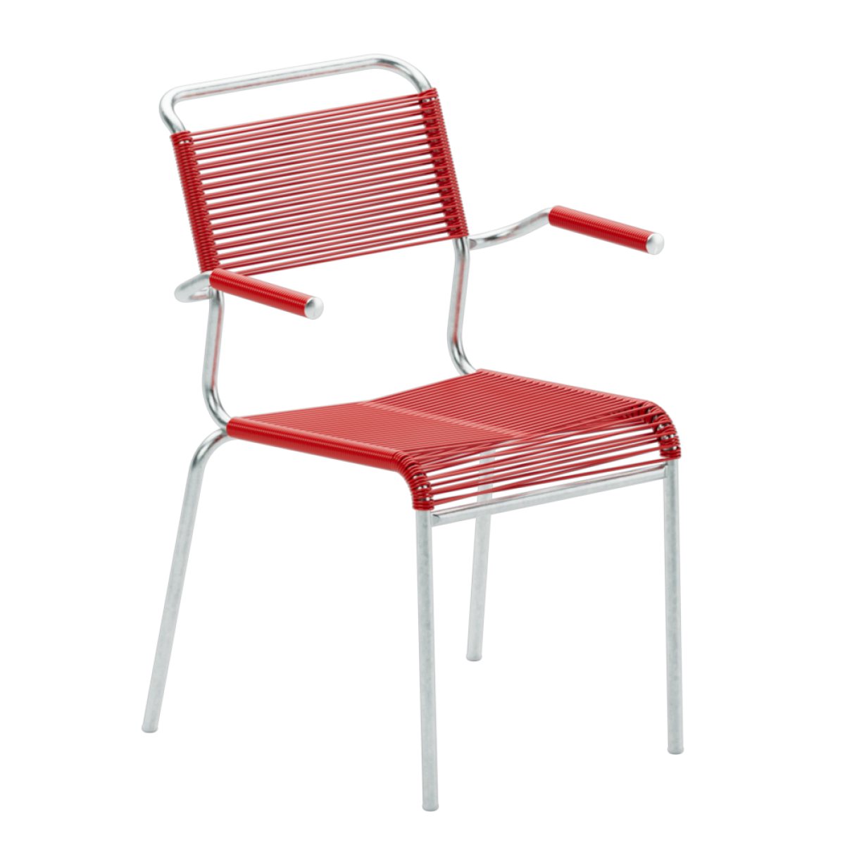 Preview: Schaffner Säntis Spaghetti Stuhl mit Armlehnen in verschiedenen Farben und Gestell, zweifarbig