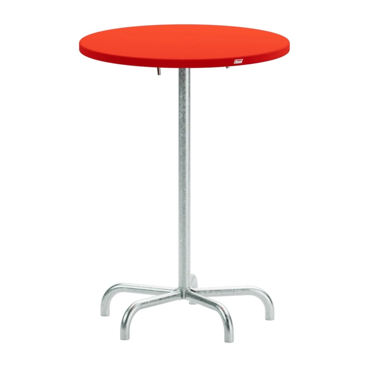 Schaffner Säntis Stehtisch mit Durchmesser 80 cm, roter Tischplatte und feuerverzinktem Gestell
