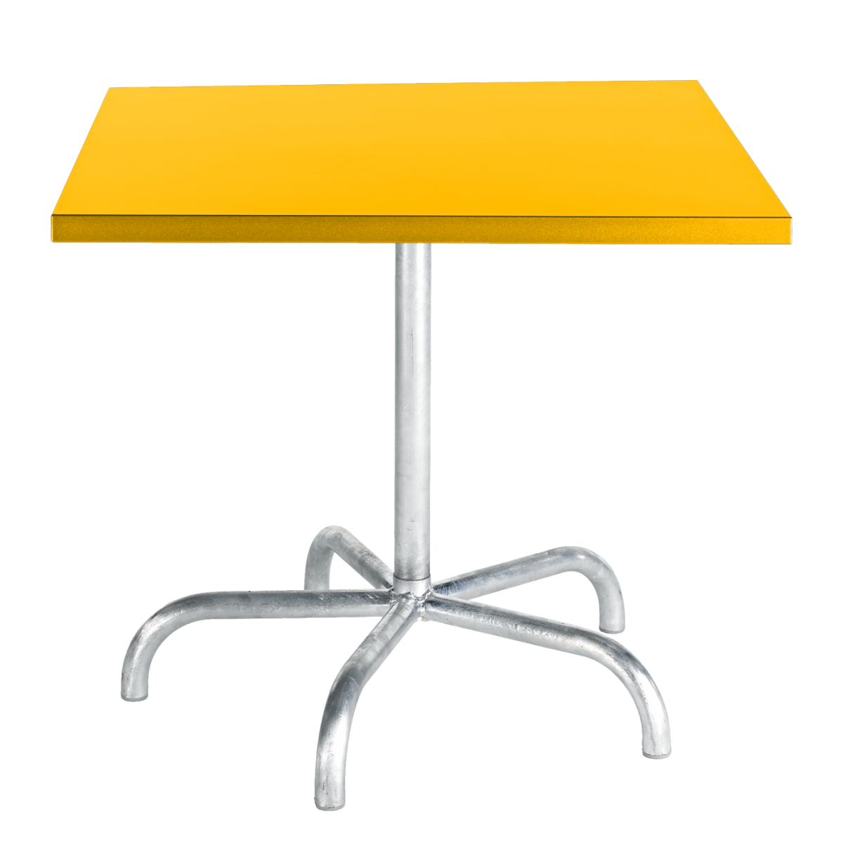 Preview: Schaffner Metalltisch Gelb und feuerverzinktes Gestell
