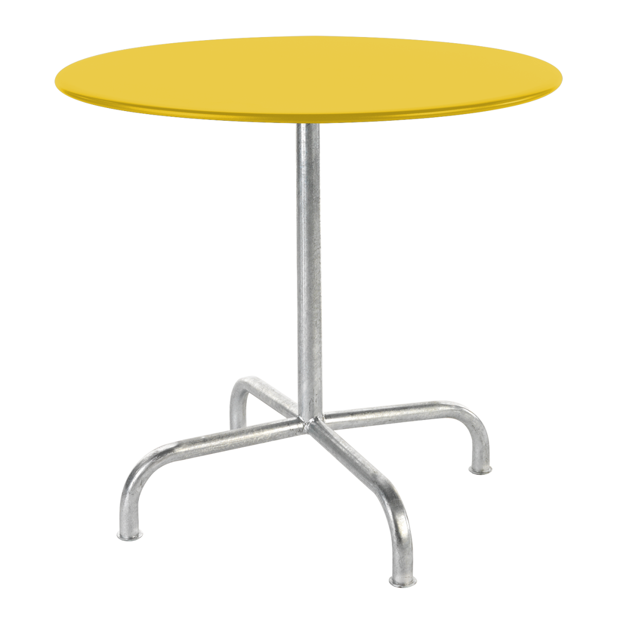 Preview: Schaffner Metalltisch Rigi, in verschiedenen Farben und Größen, feuerverzinkt Preview: Rigi Metalltisch von Schaffner mit gelber Tischplatte und feuerverzinktem Gestell – wetterbeständiger Design-Tisch für Garten, Terrasse oder Balkon