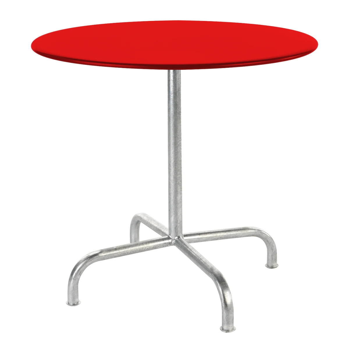Rigi Metalltisch von Schaffner mit roter Tischplatte und feuerverzinktem Gestell – langlebiger Gartentisch mit wetterfester Oberfläche