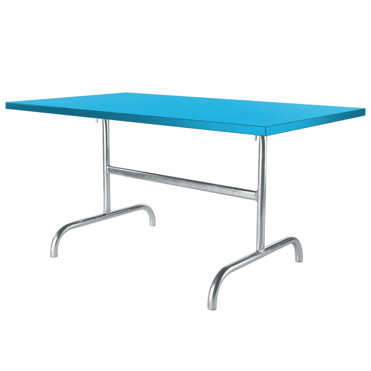 Schaffner Metalltisch Blau und feuerverzinktes Gestell