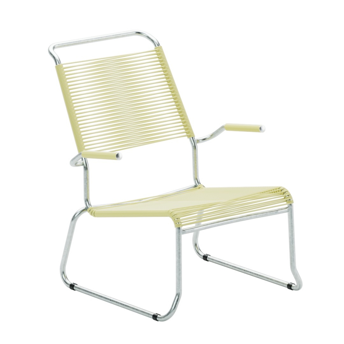 Preview: Schaffner Säntis Lounger mit Kufen, buchsbaumgelber Bespannung und feuerverzinktes Gestell