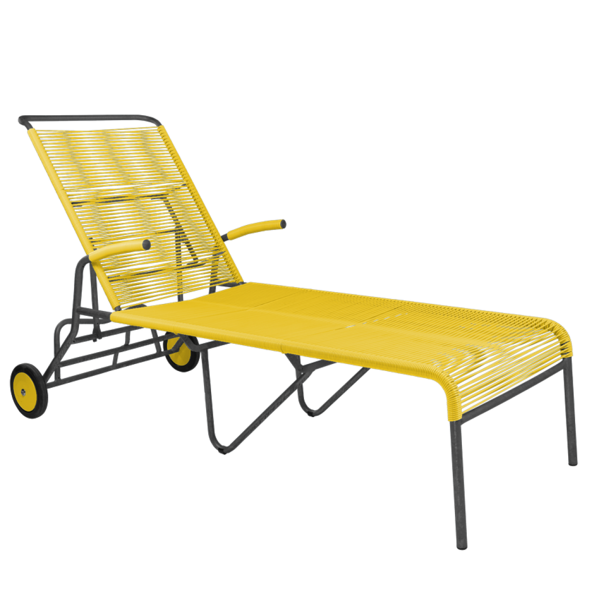 Preview: Schaffner Rollen Liege Säntis mit Spaghetti Bespannung in verschiedenen Farben Preview: Schaffner Rollen Liege Säntis mit Spaghetti Bespannung in verschiedenen Farben