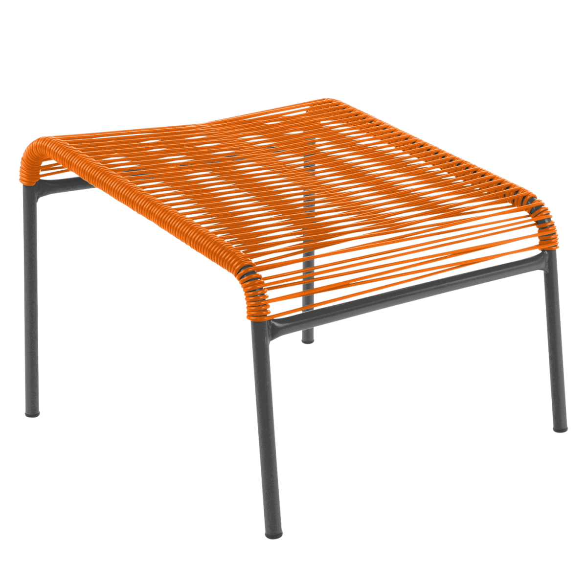 Preview: Säntis Lounger Spaghetti Hocker in Orange mit anthrazitfarbenem Gestell