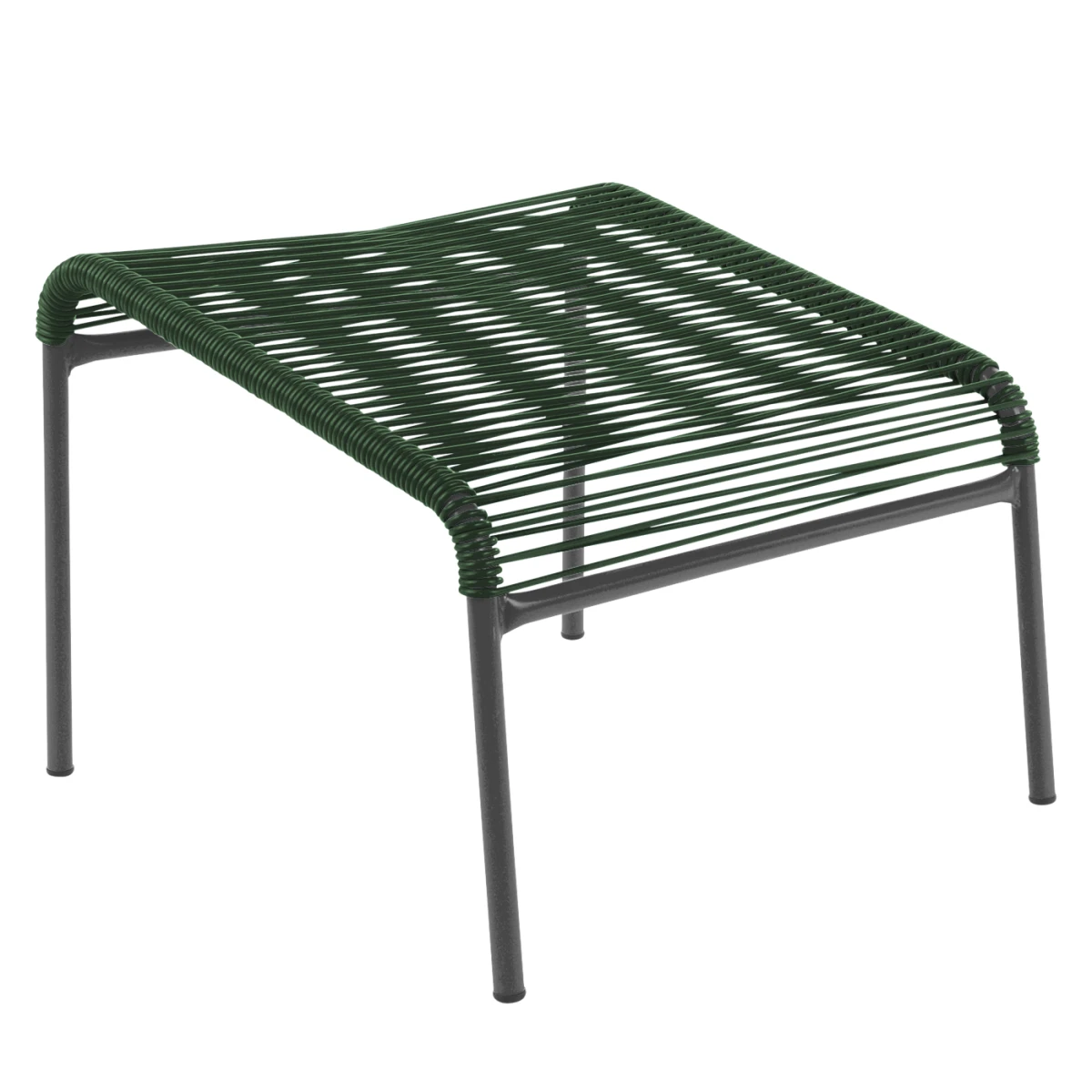 Säntis Lounger Spaghetti Hocker in Tannengrün mit anthrazitfarbenem Gestell