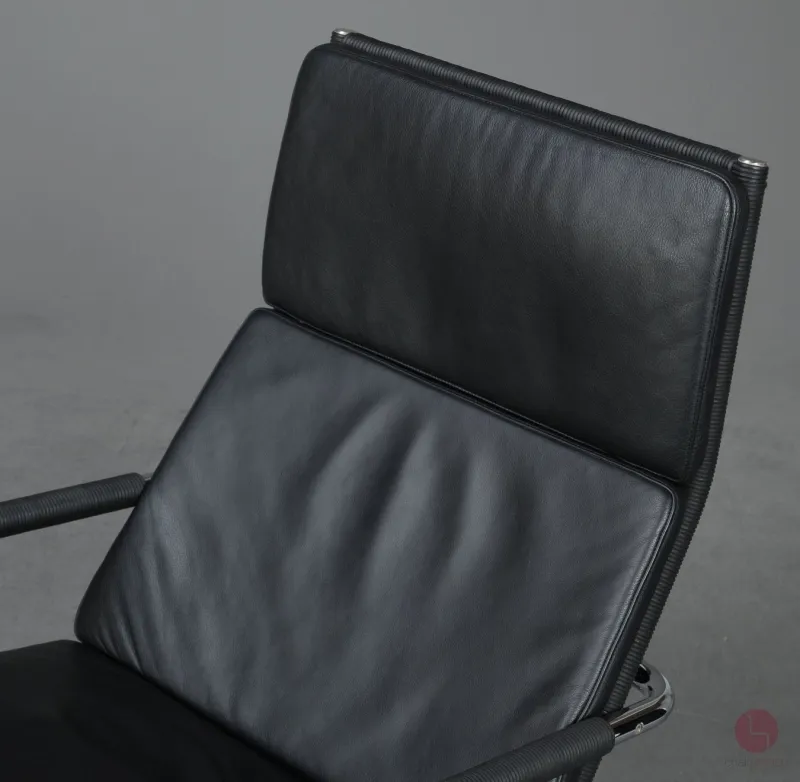 Tecta D35 Lounge Sessel mit schwarzem Leder und Gefelcht gebraucht