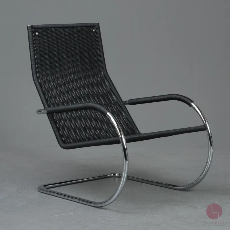 Tecta D35 Lounge Sessel mit schwarzem Leder und Gefelcht gebraucht