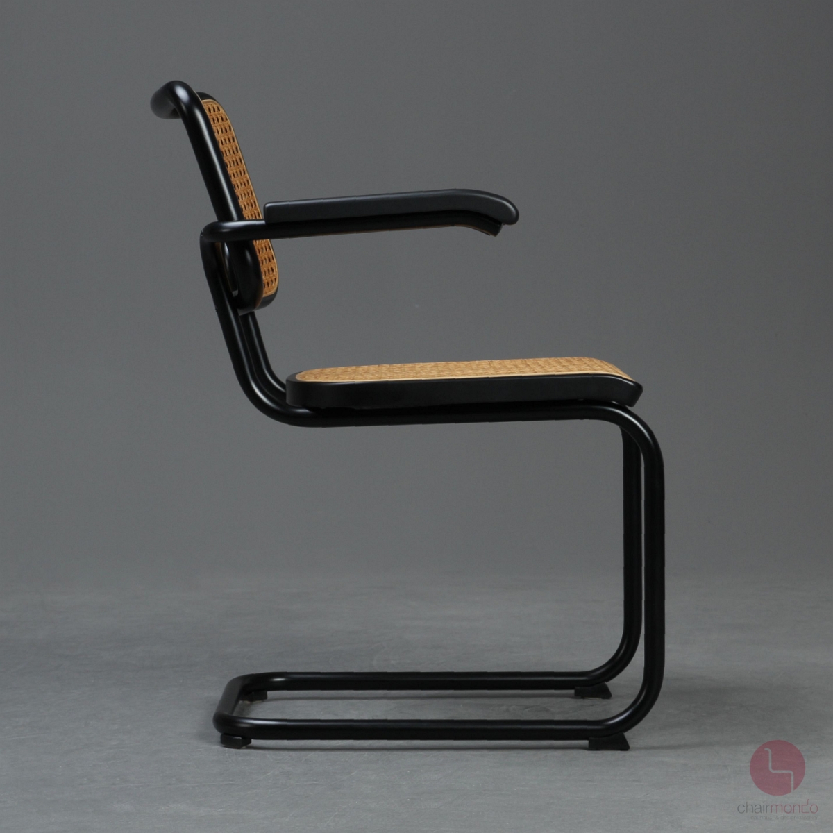 Preview: Thonet S64 mit schwarzem Gestell und Wiener Geflecht + Stützgewebe gebraucht