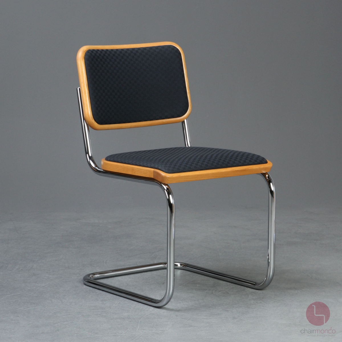 Preview: Thonet S32 P Buche Freischwinger Stoff Polster blau gebraucht