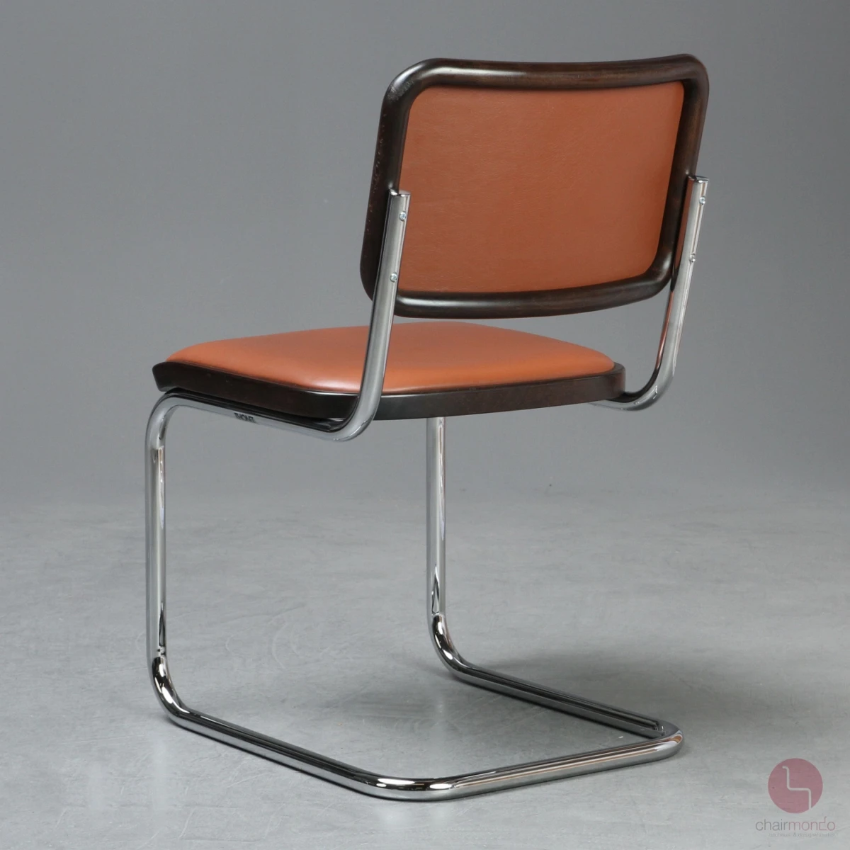 Thonet S32 P Freischwinger mit braunem Kunstleder Polster gebraucht