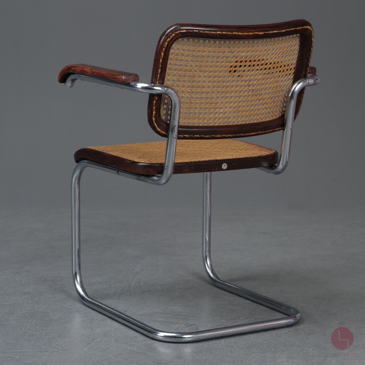 Preview: Thonet B64 Freischwinger um 1930 Bauhaus Stuhl Mahagoni mit Wiener Geflecht gebraucht