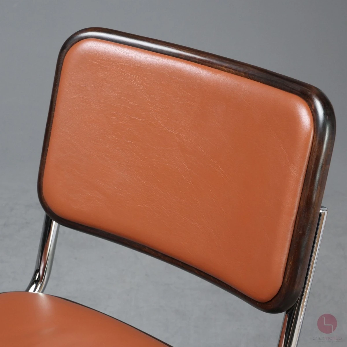 Thonet S32 P Freischwinger mit braunem Kunstleder Polster gebraucht
