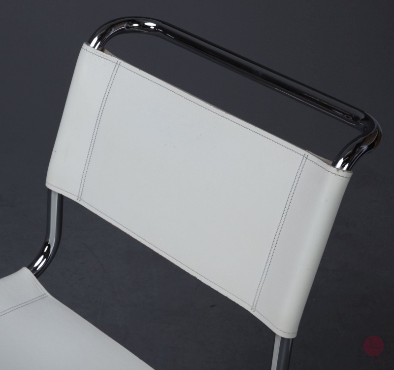 Preview: Thonet S33 Freischwinger Leder weiß gebraucht
