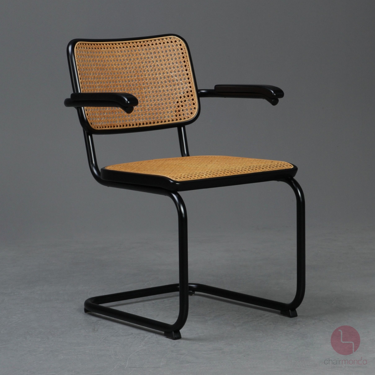 Preview: Thonet S64 Freischwinger mit Wiener Geflecht Gestell Schwarz, gebraucht