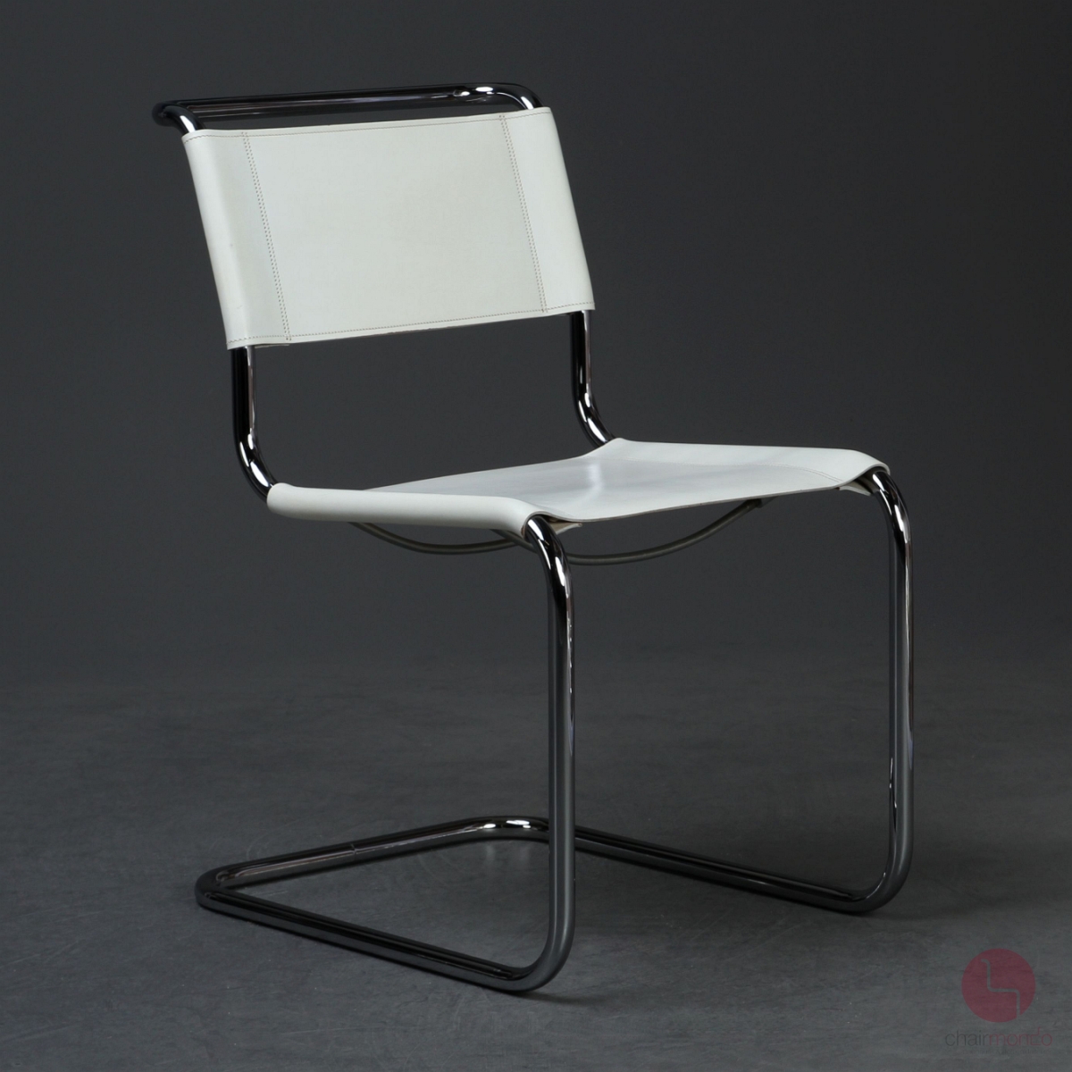 Preview: Thonet S33 Freischwinger Leder Weiß gebraucht