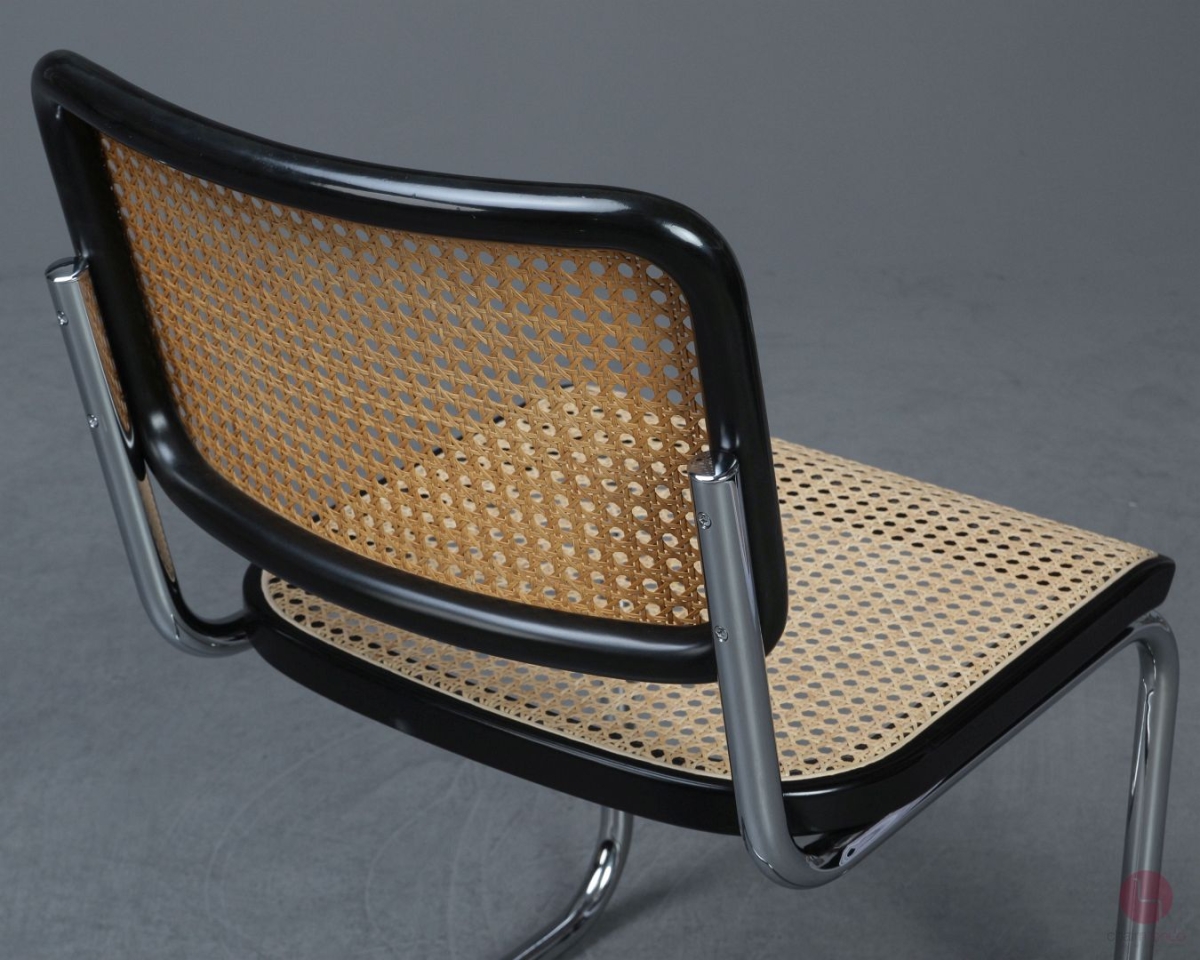 Preview: Thonet S32 Freischwinger in Schwarz mit Wiener Geflecht gebraucht
