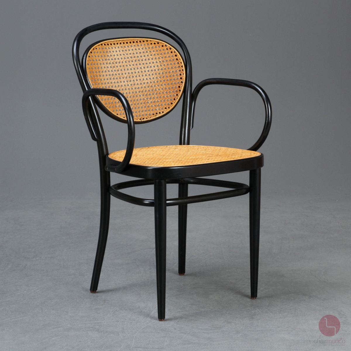 Thonet 215 RF Kaffeehaus Stuhl mit Armlehne Schwarz gebraucht