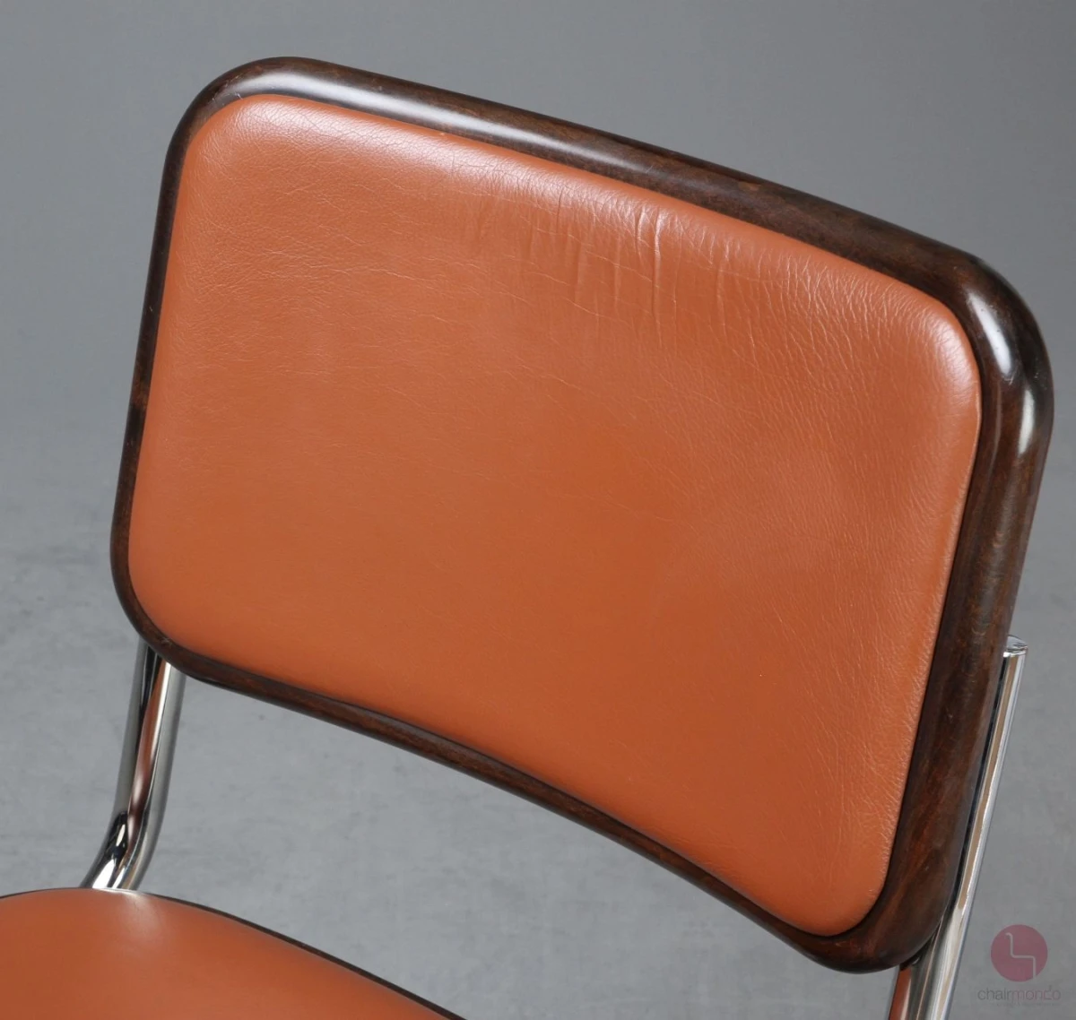 Thonet S32 P Freischwinger mit braunem Kunstleder Polster gebraucht