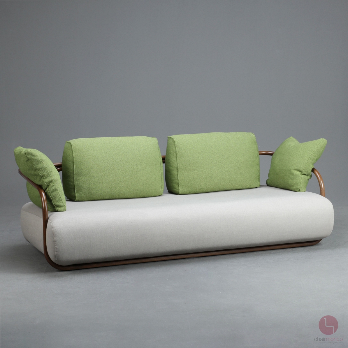 Preview: Thonet S2002/C002 Bugholz Sofa Design Couch mit Stoffbezug Stone Grey Grün, gebraucht