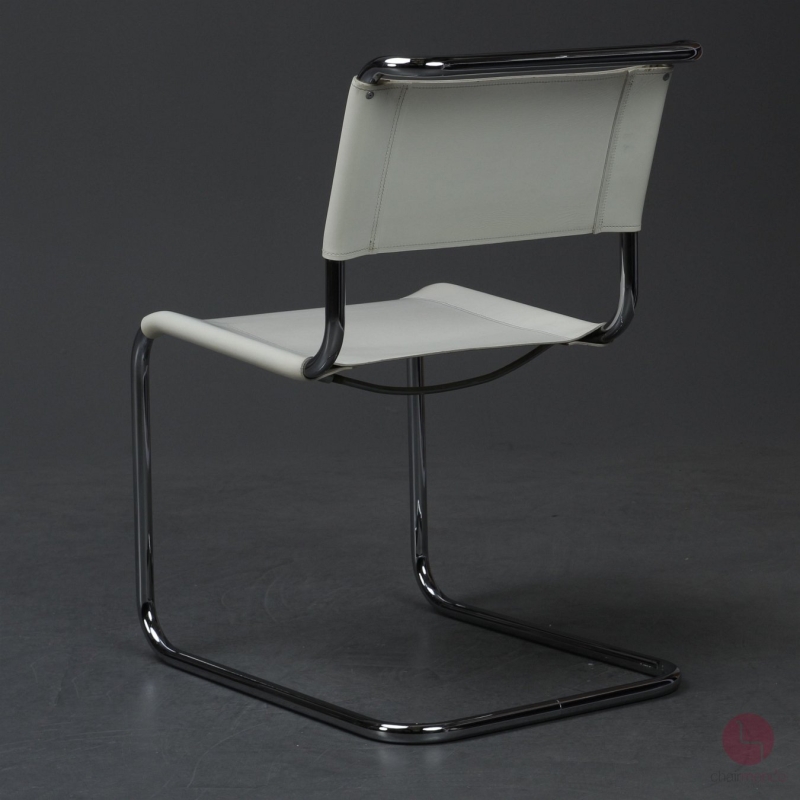 Preview: Thonet S33 Freischwinger Leder weiß gebraucht
