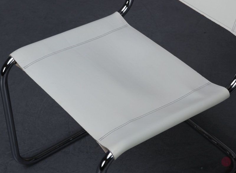 Preview: Thonet S33 Freischwinger Leder weiß gebraucht