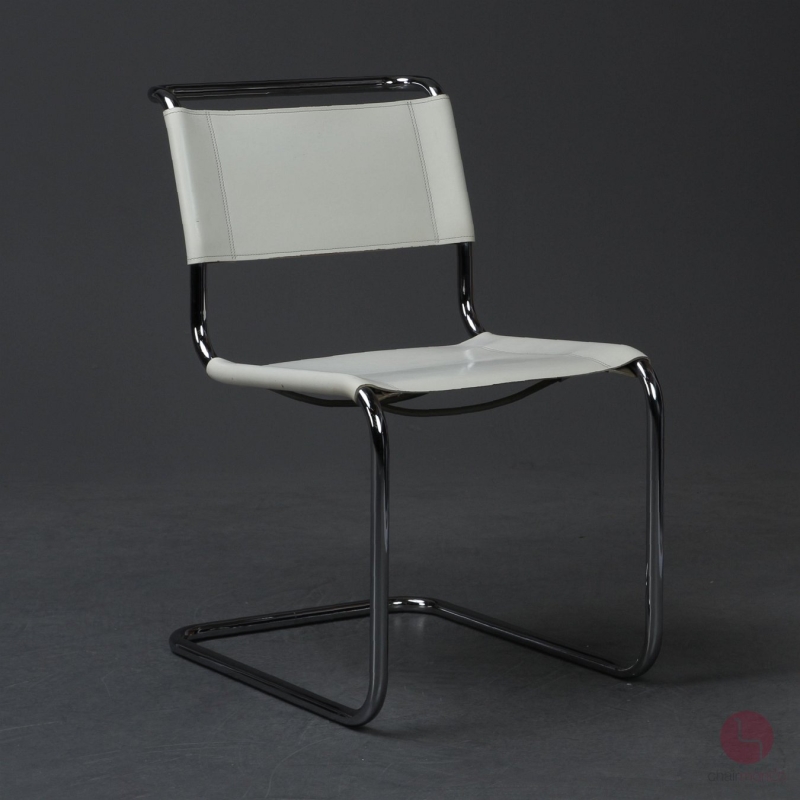 Preview: Thonet S33 Leder Weiß Bauhaus Freischwinger gebraucht