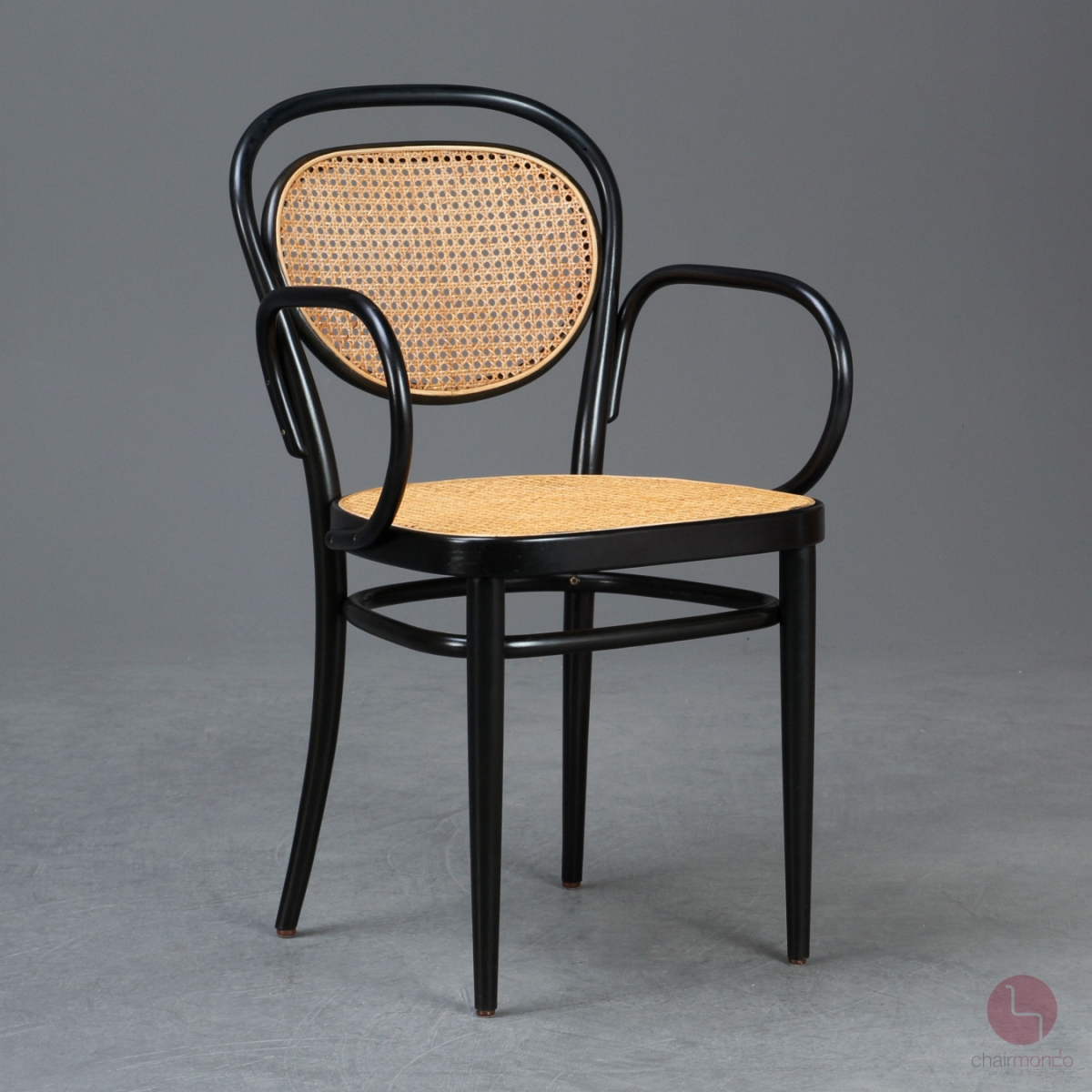 Thonet 215 RF Kaffeehaus Stuhl mit Armlehne Schwarz gebraucht