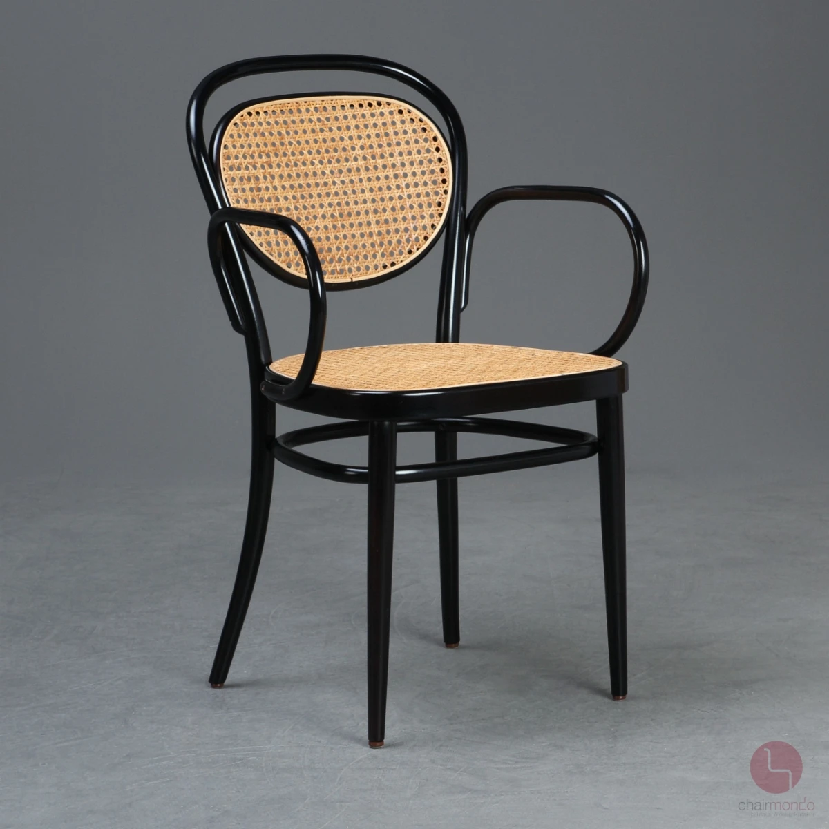 Thonet 215 RF Kaffeehaus Stuhl mit Armlehne Schwarz gebraucht