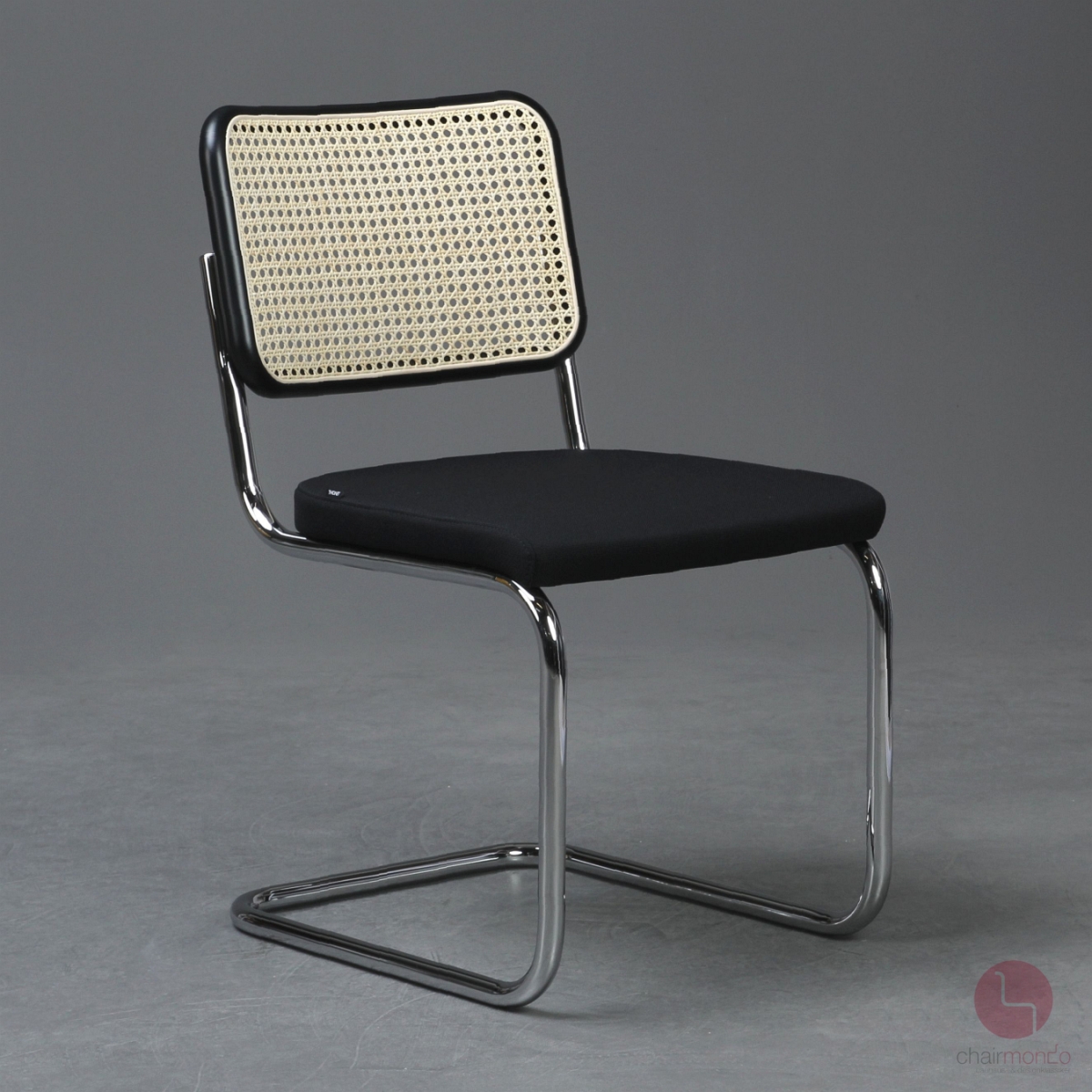 Preview: Thonet S32 SPV Freischwinger mit Stoff Sitzfläche Schwarz