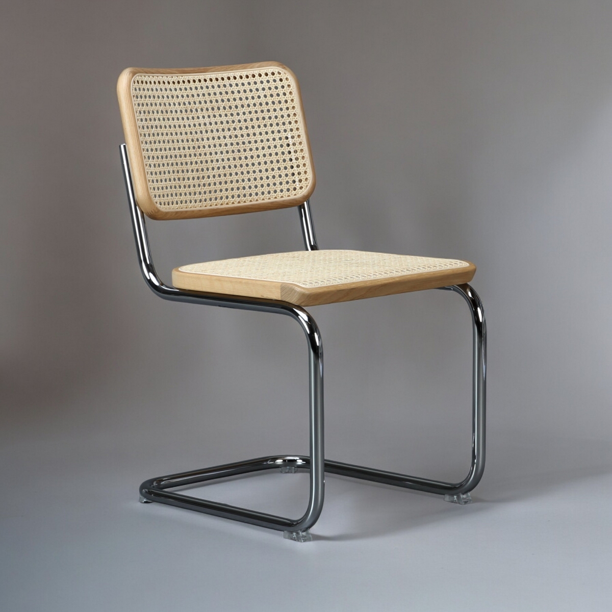 Preview: Thonet S32 V Pure Materials Eiche Freischwinger mit Geflecht und Stützgewebe