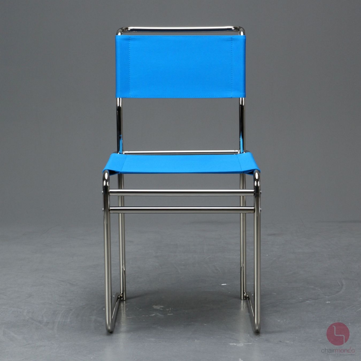 Preview: Tecta-B40-Stuhl-Bauhaus-Gurte-Blau-Frontansicht-2