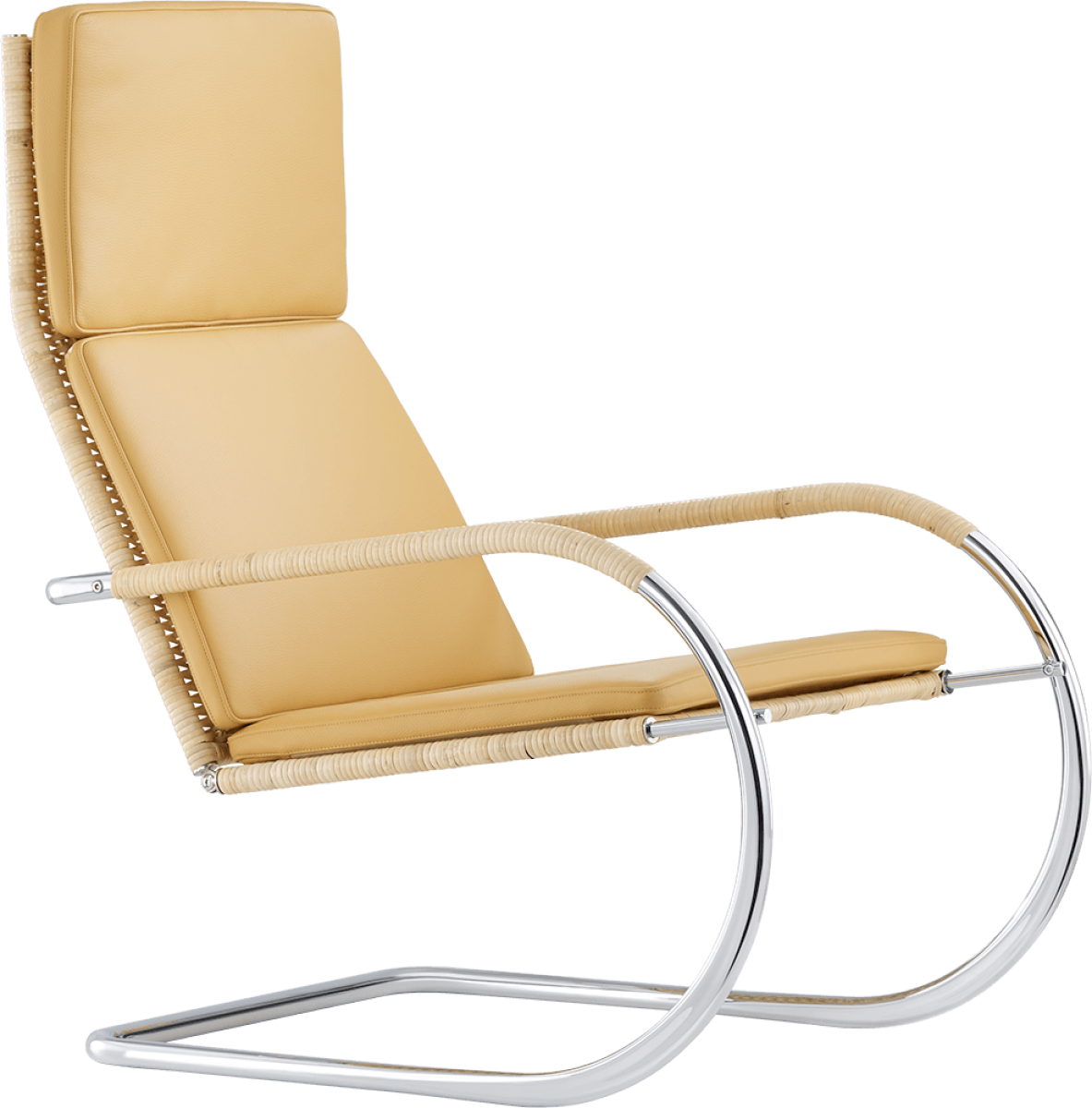 Tecta D35-1 Freischwinger Sessel mit Stoff oder Leder Polster und Rohrgeflecht