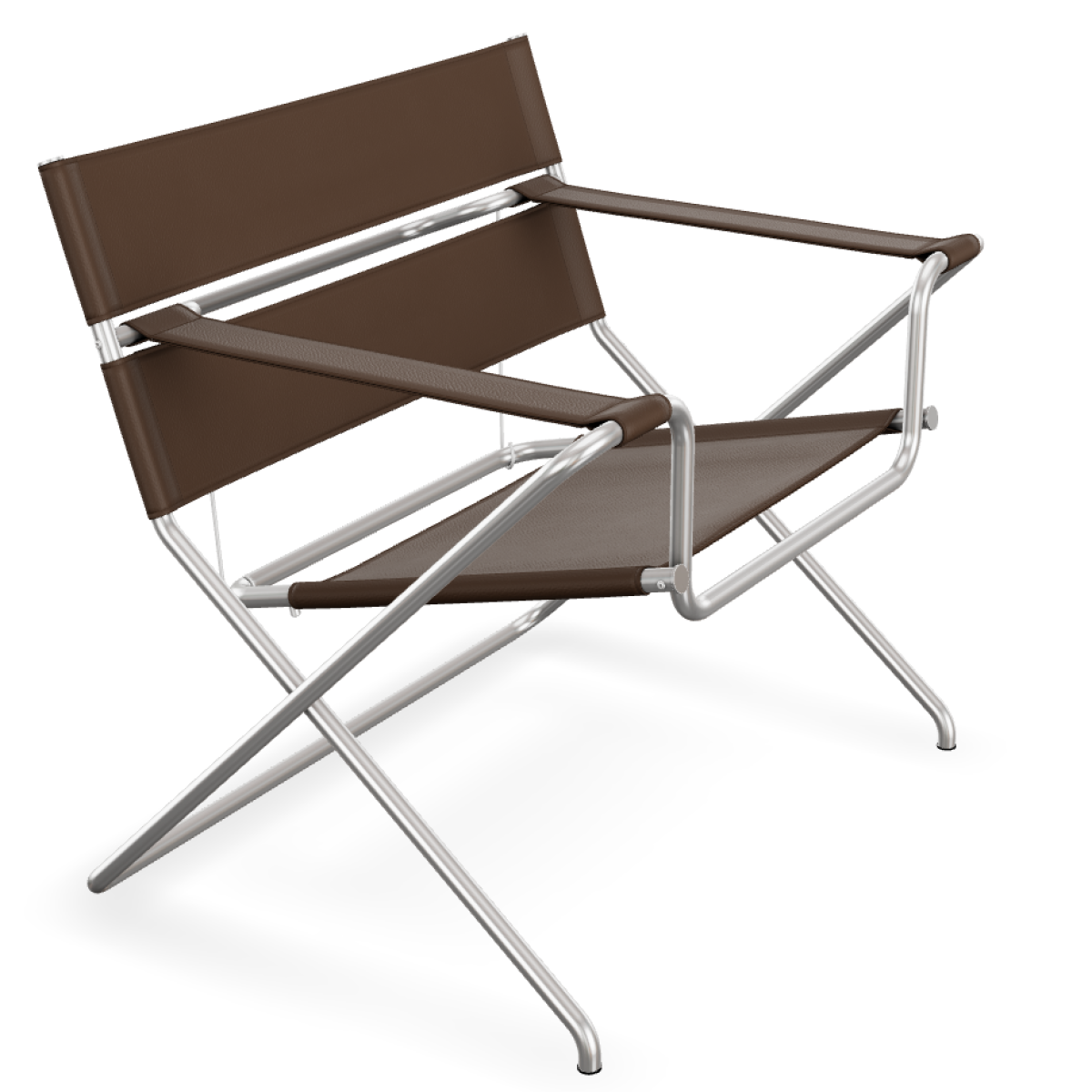 Preview: Tecta D4 faltbarer Sessel mit braunen Leder Gurten von links oben