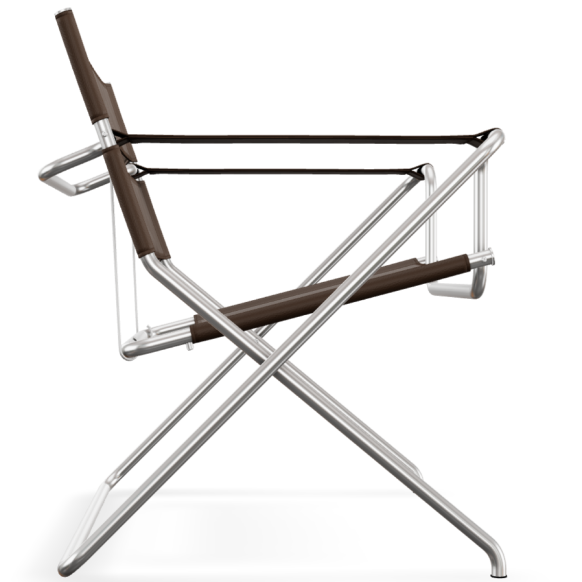 Preview: Tecta D4 faltbarer Sessel mit braunen Leder Gurten Seitenansicht