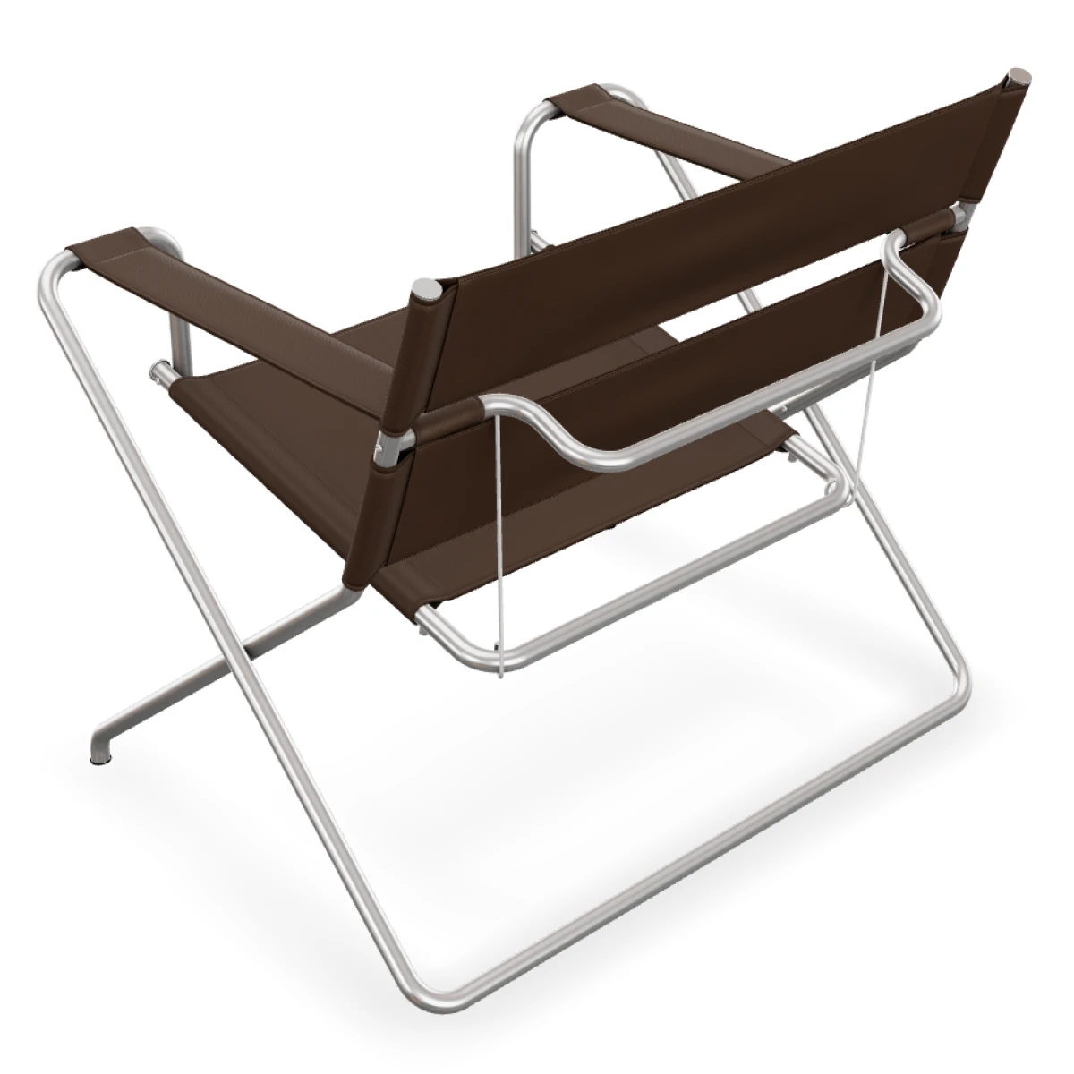 Tecta D4 faltbarer Sessel mit braunen Leder Gurten von links hinten