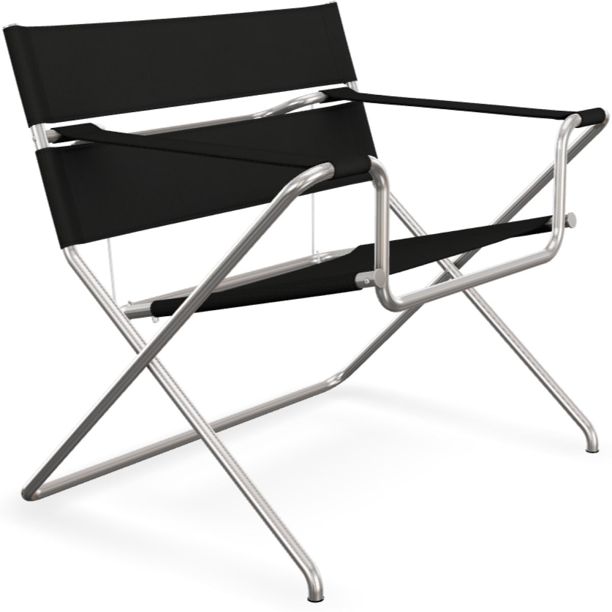 Preview: Tecta D4 faltbarer Sessel mit schwarzen Bauhaus Gurten von links oben