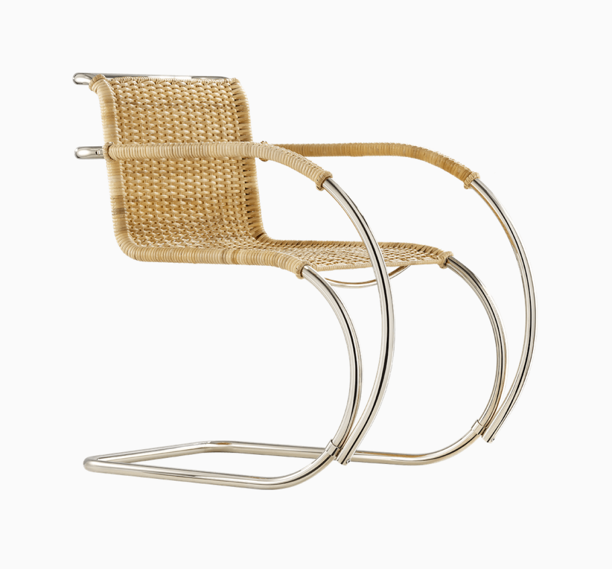 Preview: Tecta D42 Freischwinger mit Armlehnen und Naturgeflecht