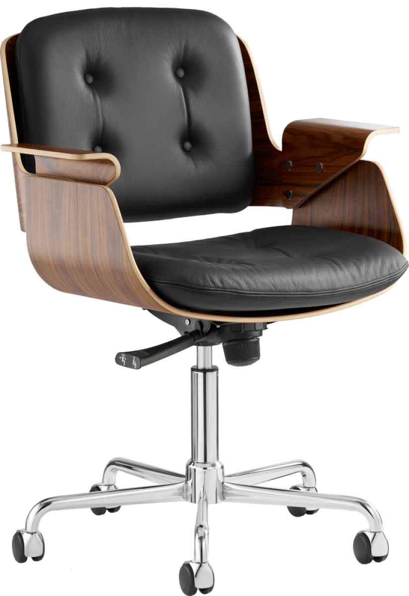Preview: Tecta D49 Schreibtischsessel aus Holz mit Leder Polstern