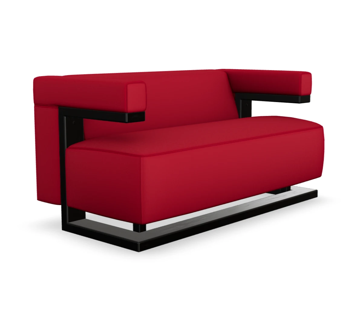 Tecta F51-2 Sofa mit Kavallerietuch Bezug rot Gestell Esche schwarz lackiert